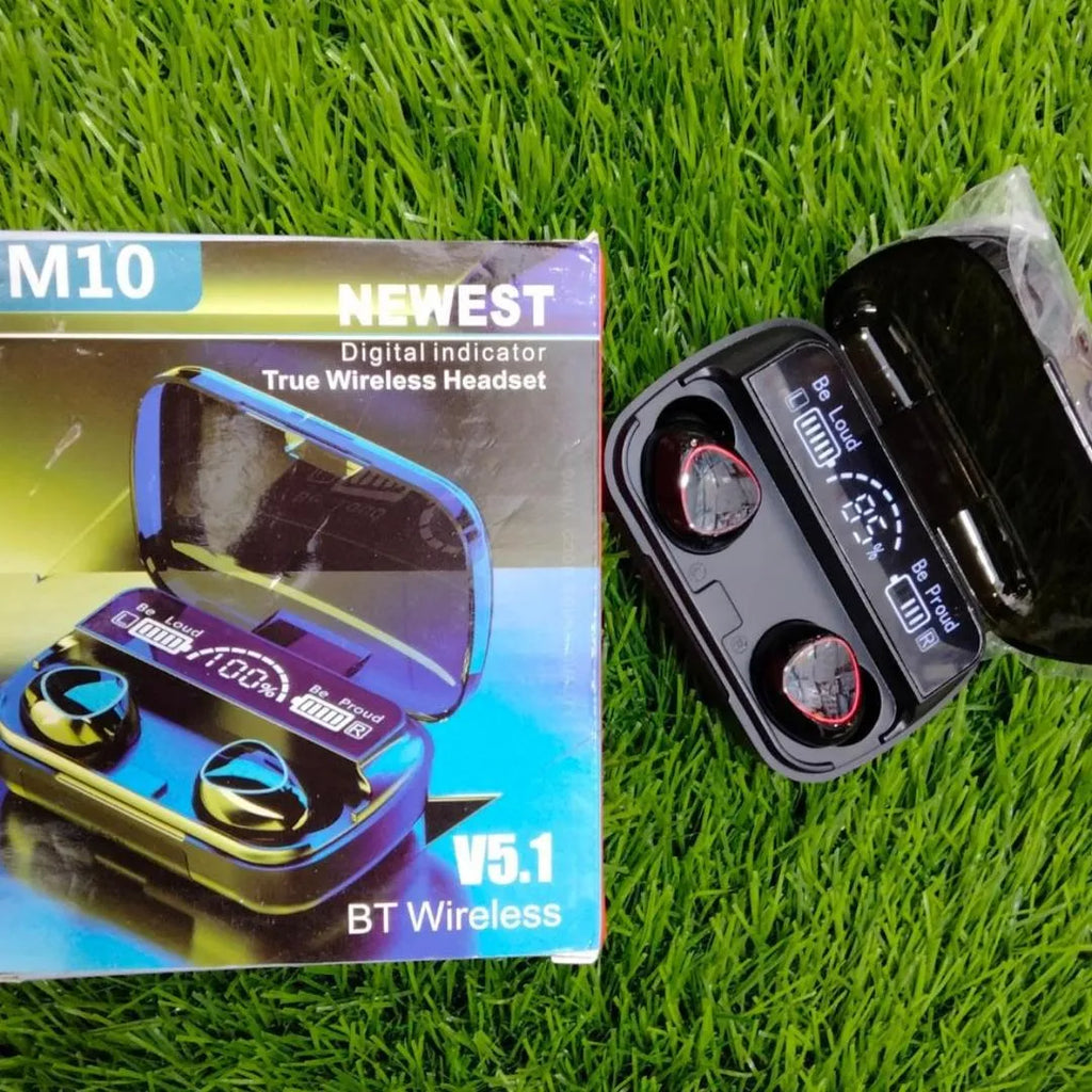 M10 TWS Wireless Bluetooth Earbuds with 9D Noise Reduction & Digital Display Charging Case