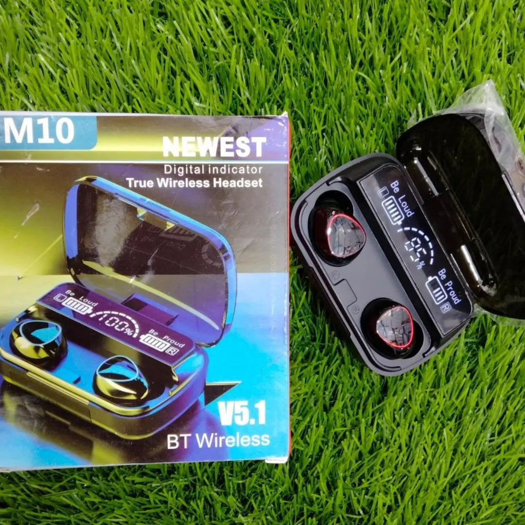 M10 TWS Wireless Bluetooth Earbuds with 9D Noise Reduction & Digital Display Charging Case