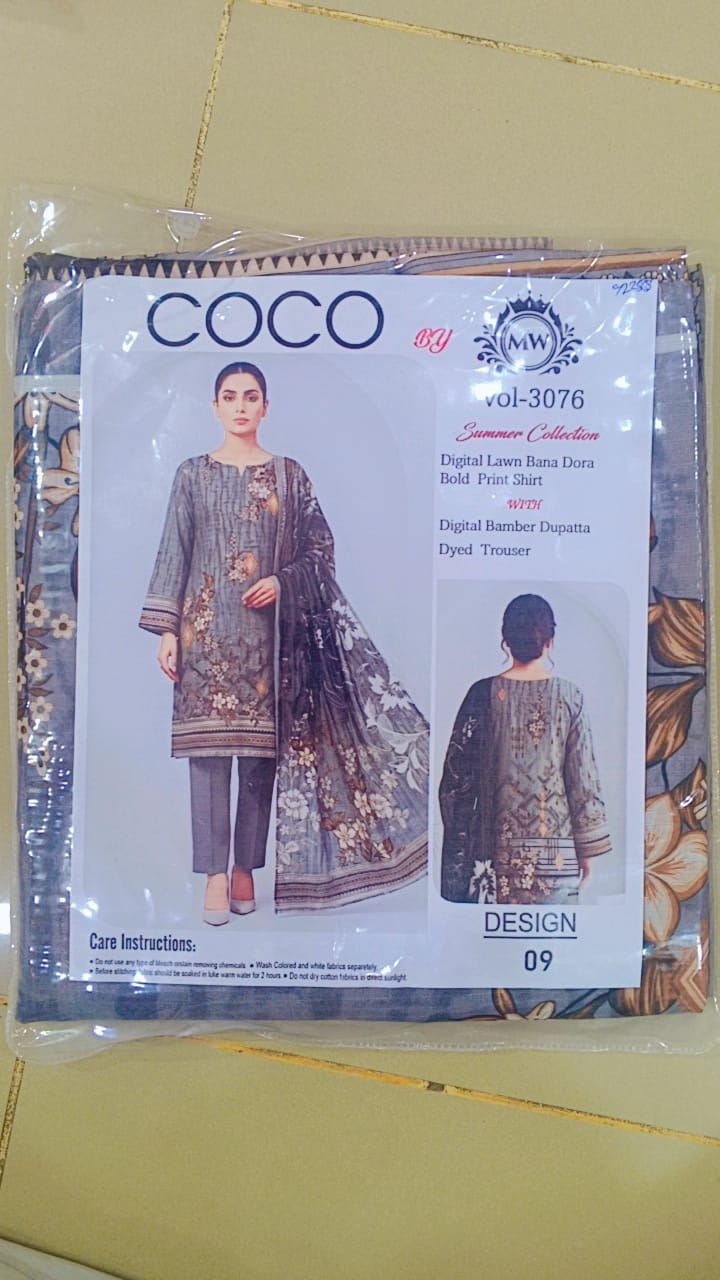 3 Piece Unstitched Lawn Suit For Women Printed Lawn Dress With Matching Dupatta And Trouser