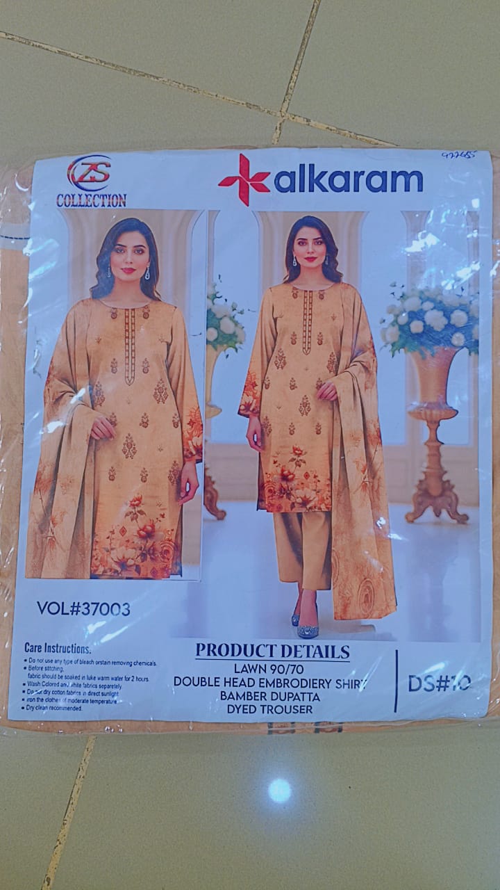3 Piece Unstitched Lawn Suit For Women Printed Lawn Dress With Matching Dupatta And Trouser