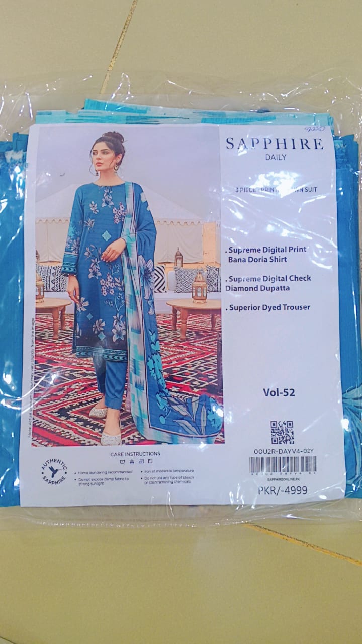 3 Piece Unstitched Lawn Suit For Women Printed Lawn Dress With Matching Dupatta And Trouser