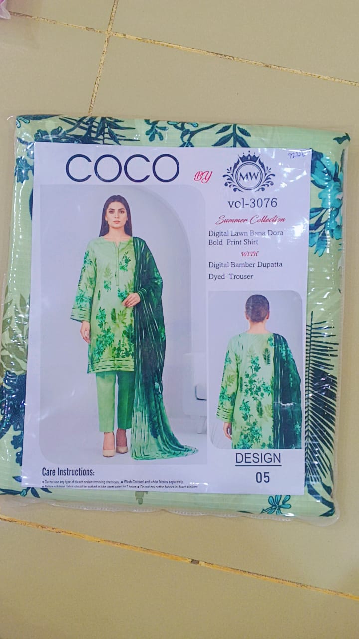3 Piece Unstitched Lawn Suit For Women Printed Lawn Dress With Matching Dupatta And Trouser