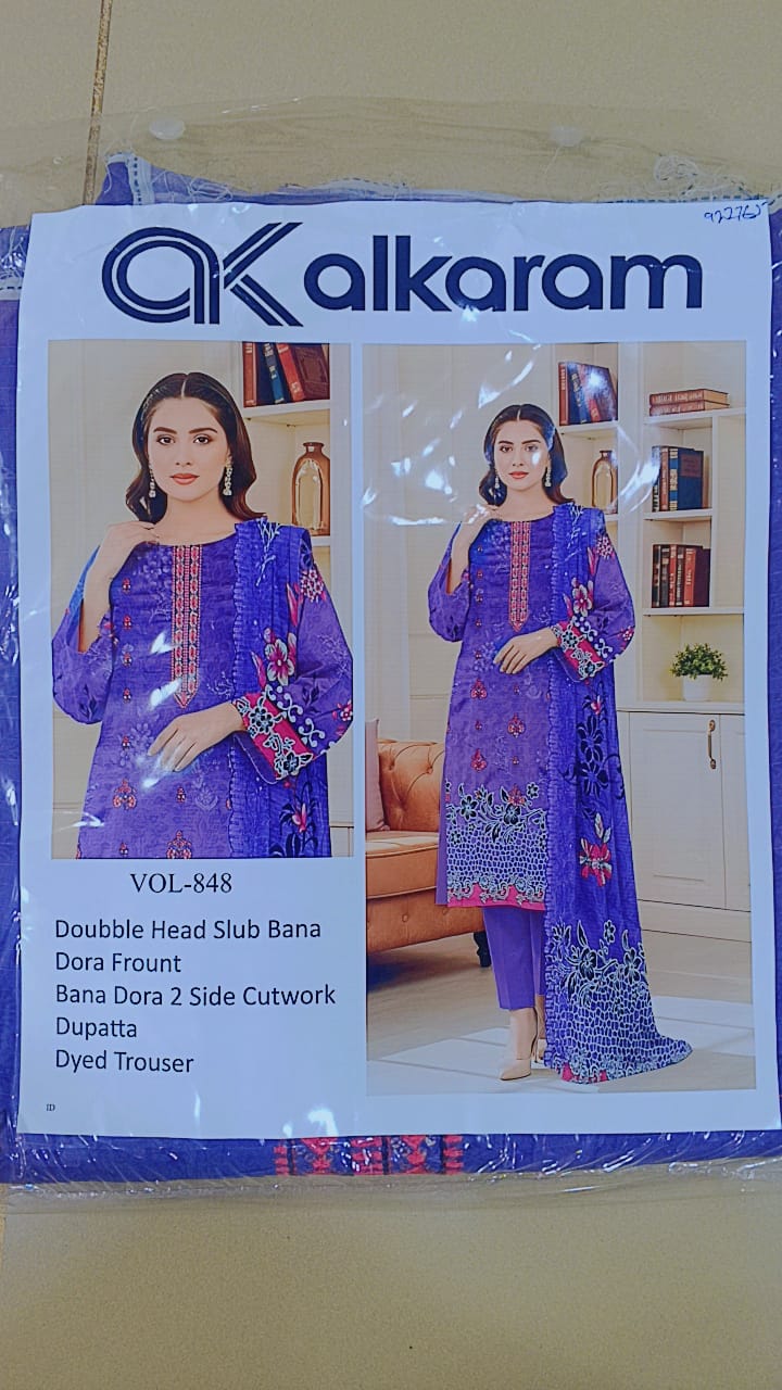 3 Piece Unstitched Lawn Suit For Women Printed Lawn Dress With Matching Dupatta And Trouser