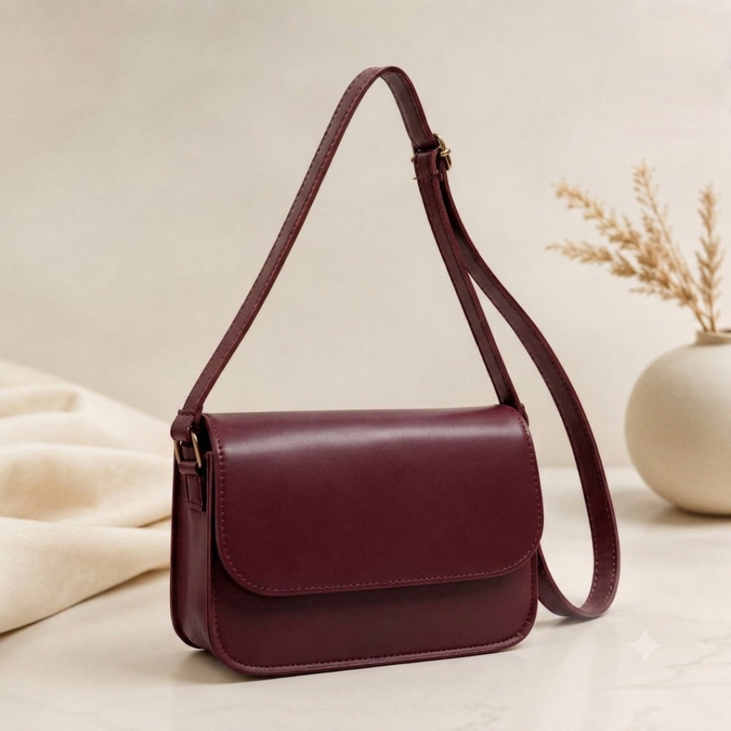Classic Flap Crossbody Shoulder Bag for Women – Premium Leather Look Handbag with Adjustable Strap & Gold Lock Closure